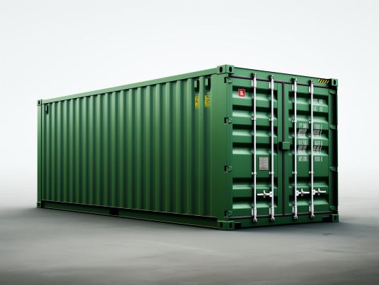 A brand new shiny shipping container